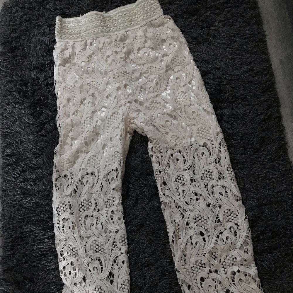 - Crochet Beach Pants, off white in color